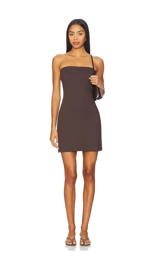 susana monaco essential tube a line dress in brown.