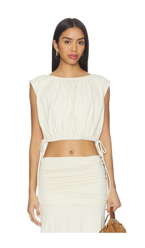 susana monaco gathered side tie top in lemon.