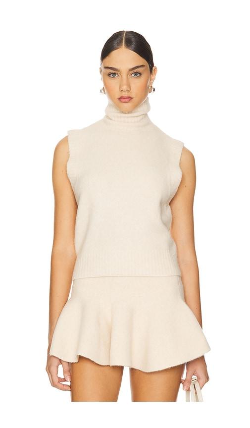 susana monaco mapache mock neck vest in beige.