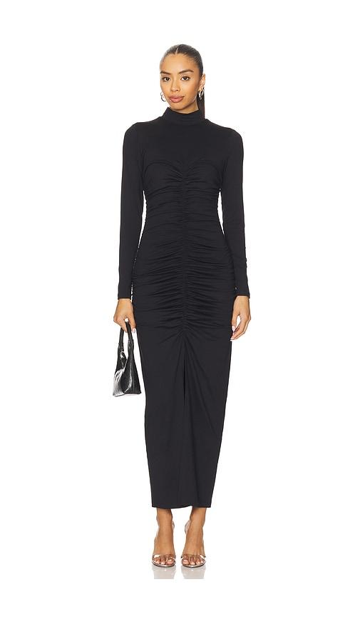 susana monaco mock neck long sleeve dress in black.
