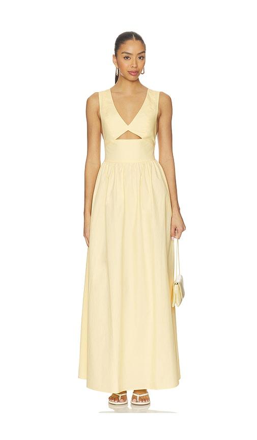susana monaco poplin cross back dress in lemon.
