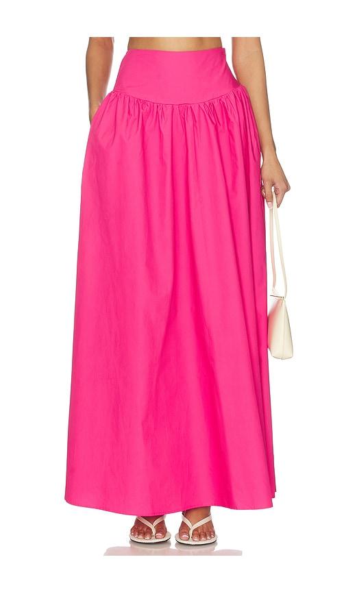 susana monaco poplin drop waist skirt in pink.
