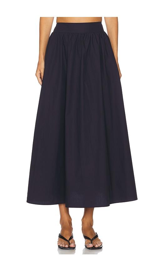 susana monaco poplin midi skirt in black.