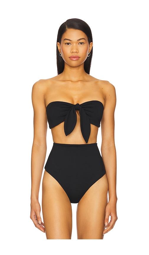 susana monaco removable tie bandeau top in black.