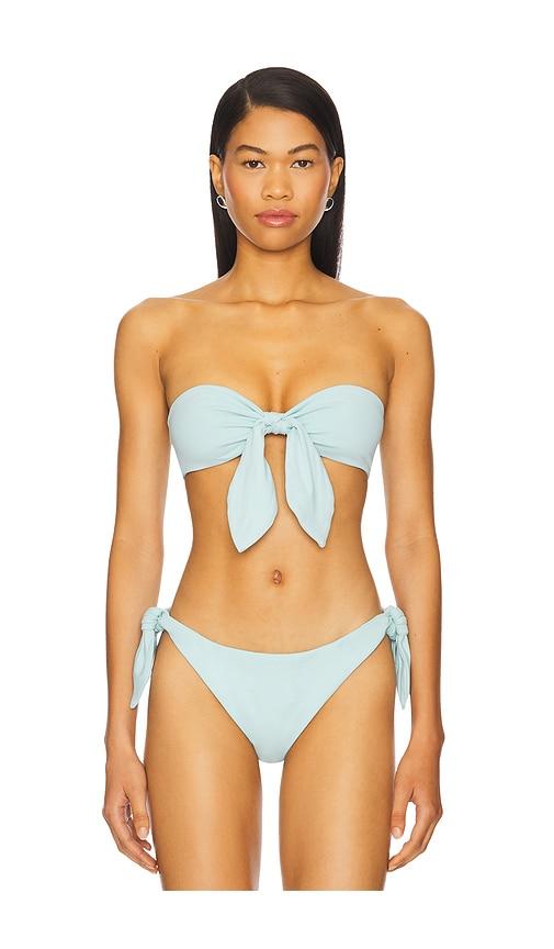 susana monaco removable tie bandeau top in blue,teal.