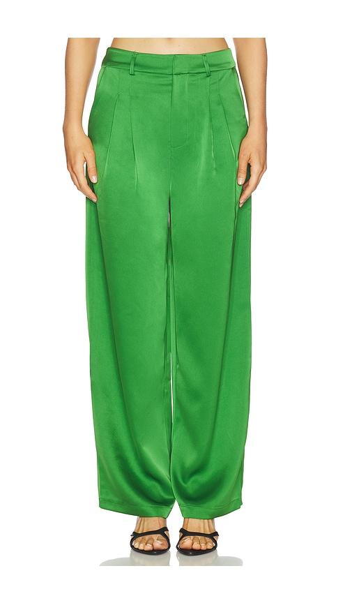 susana monaco satin pleated pant in green.