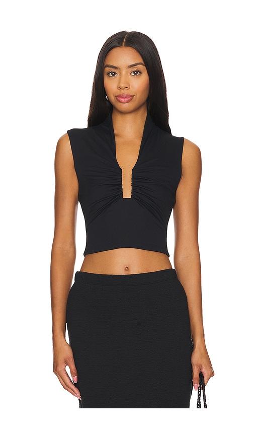 susana monaco square wire sleeveless top in black.
