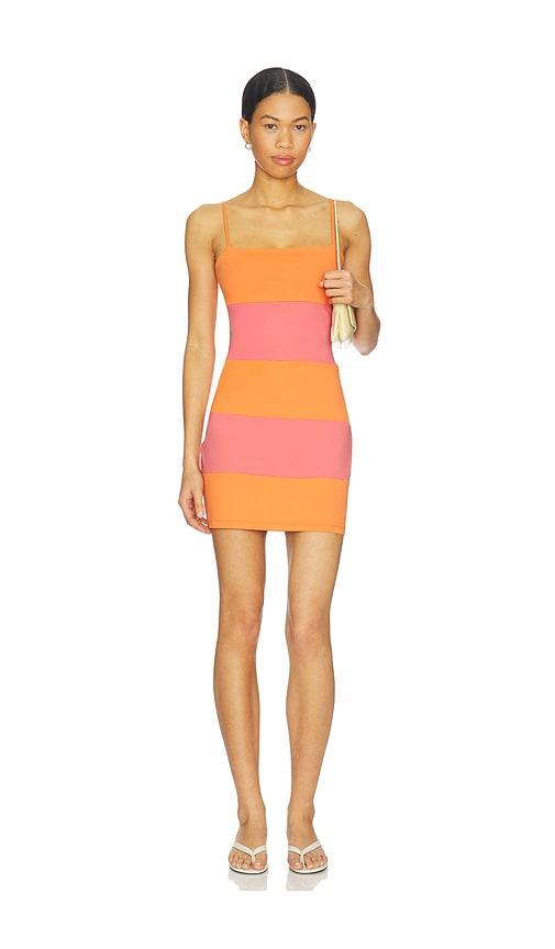 susana monaco string colorblock mini dress in orange,blush.