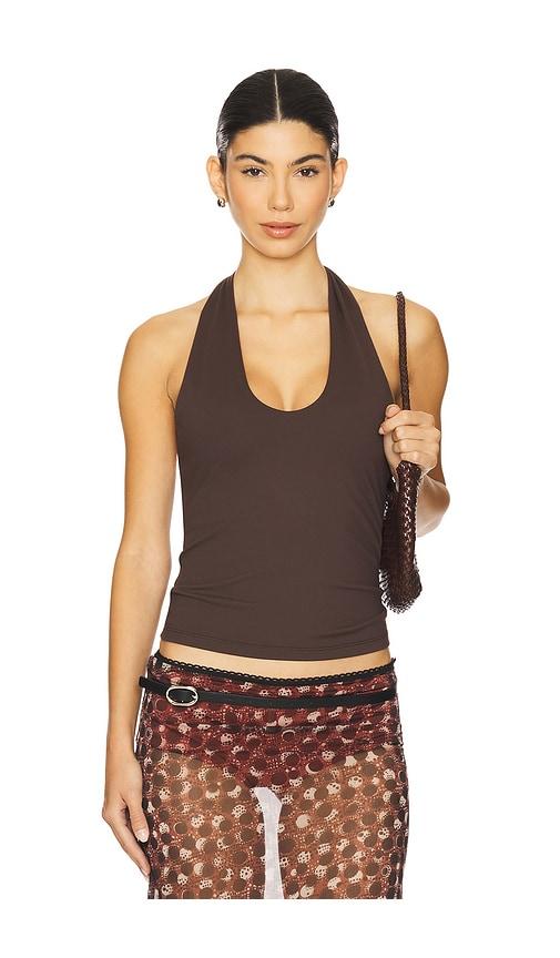 susana monaco urban halter top in brown.