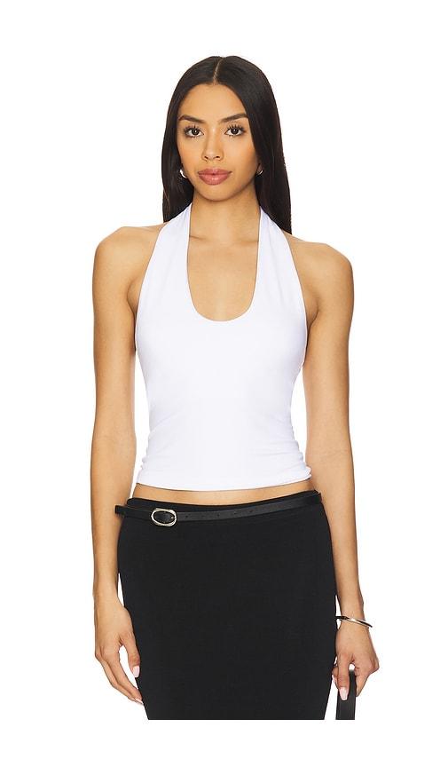 susana monaco urban halter top in white.
