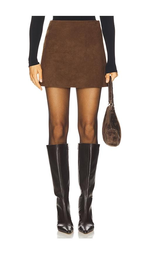 susanna chow alara suede skirt in brown.