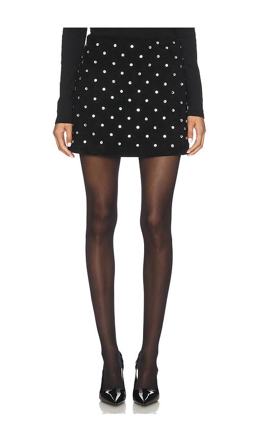 susanna chow demi diamante suede skirt in black.
