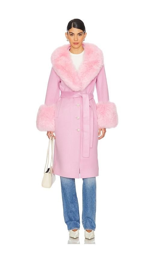 susanna chow jojo cashmere fur coat in pink.