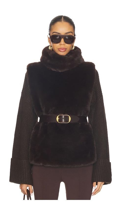 susanna chow laurelle faux fur vest in brown.
