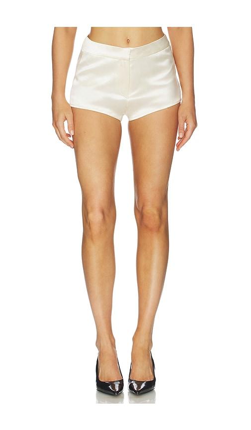 susanna chow naomi satin shorts in cream.