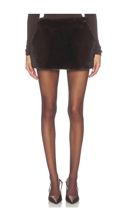 susanna chow sydney faux fur skirt in chocolate.