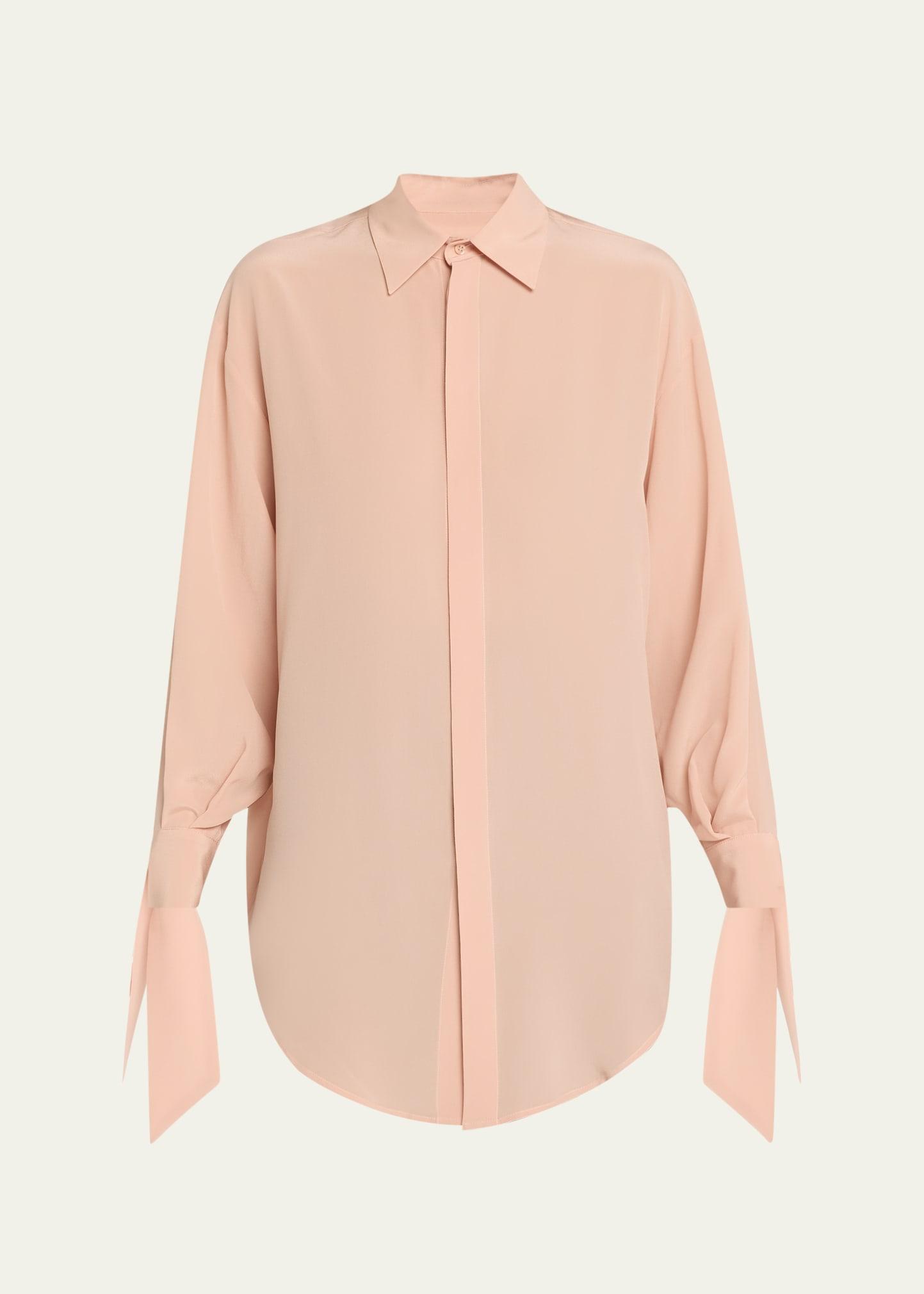 susanna tie-cuff crepe de chine shirt
