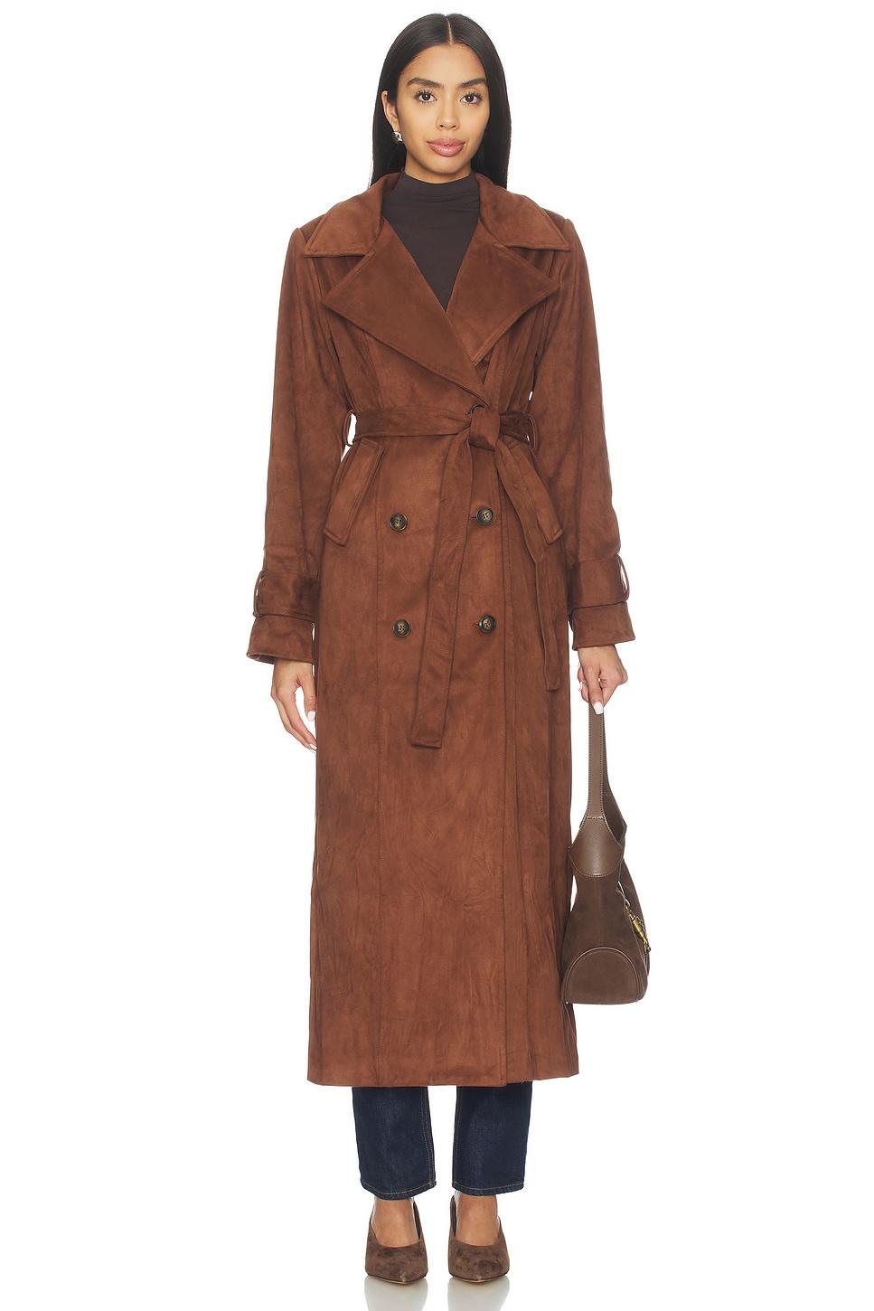 sutton faux suede trench coat