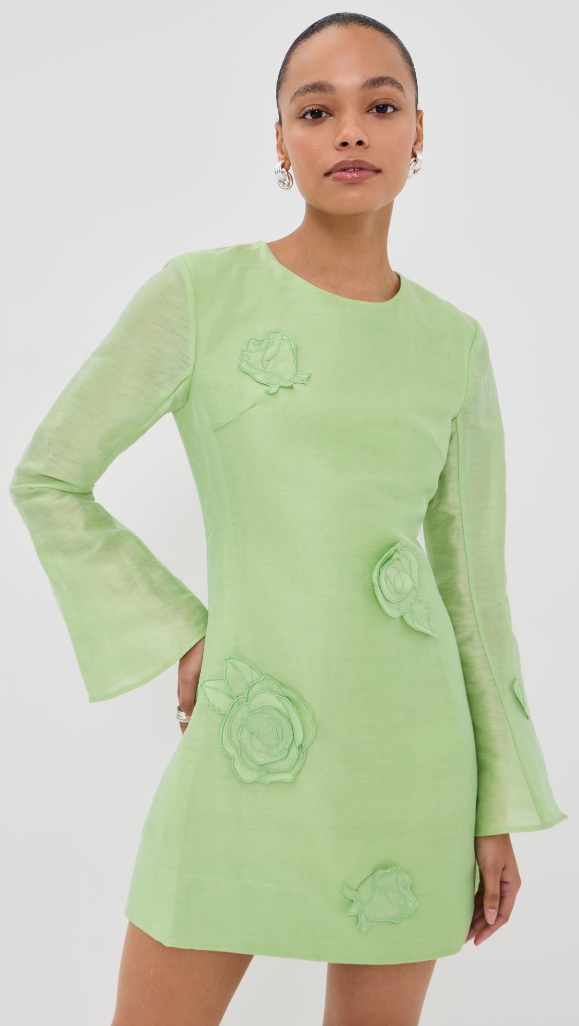 suzanne applique long sleeve mini dress