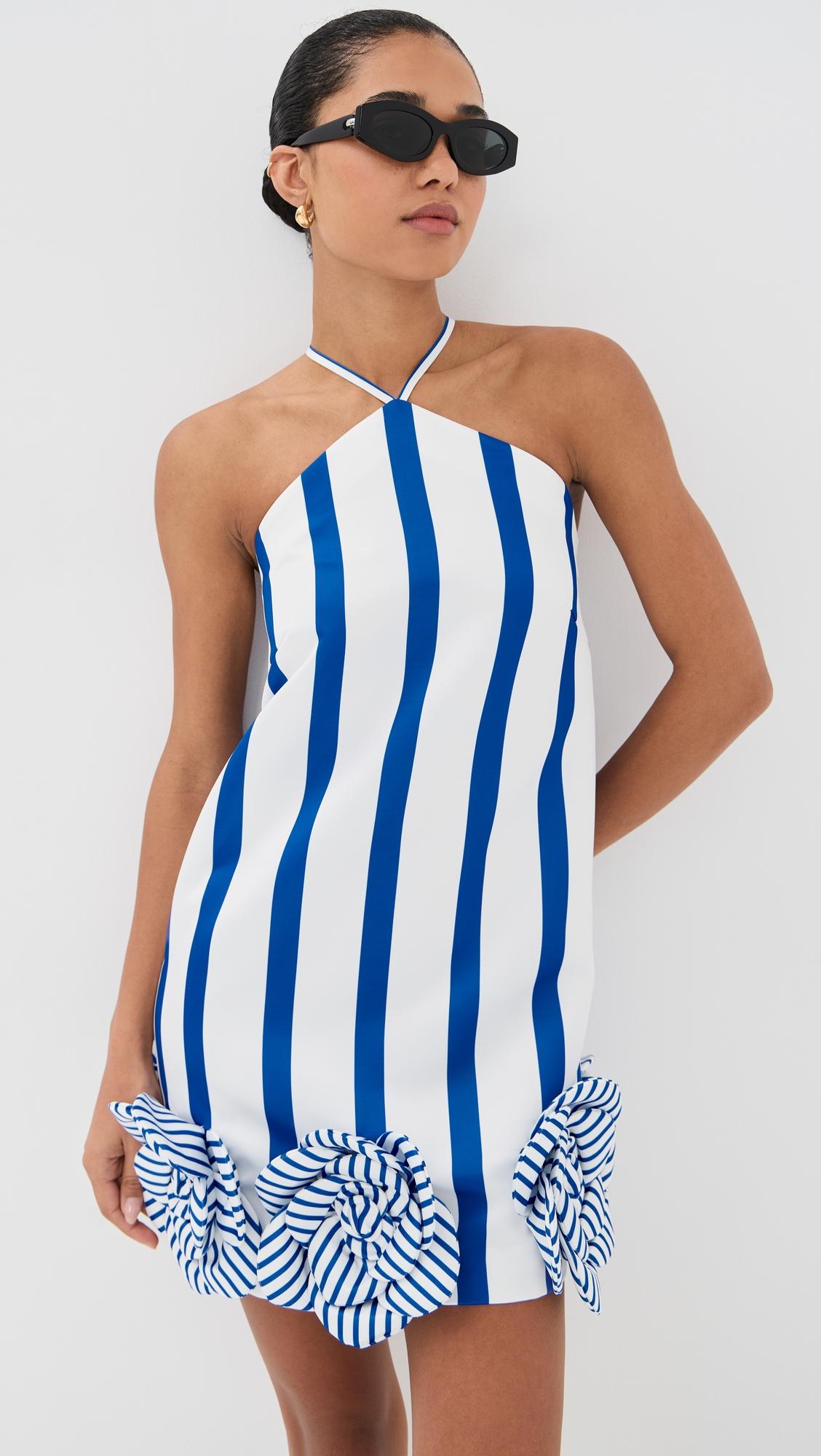 suzy striped halterneck mini dress