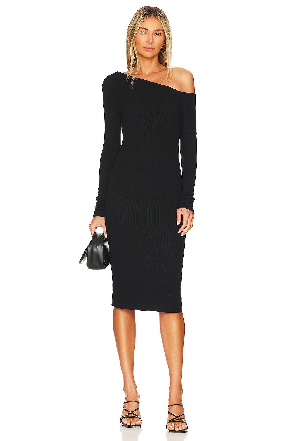 sweater knit slouch shoulder dress