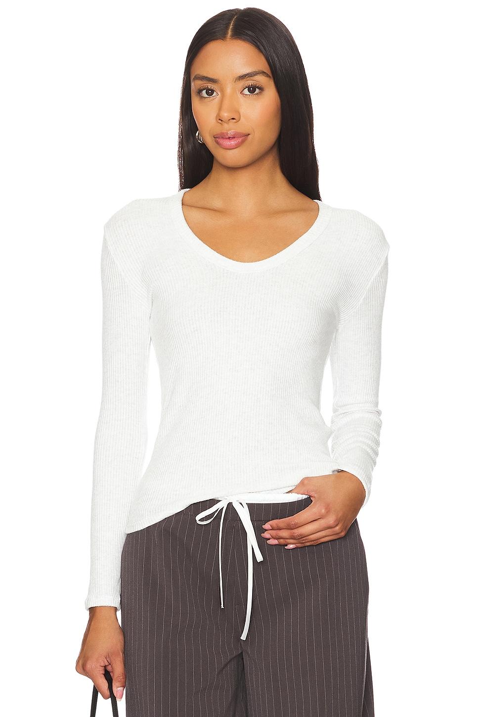 sweater rib long sleeve u neck top