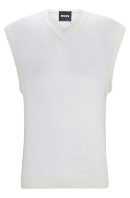 sweater vest in a sheer knit- white men's sweaters