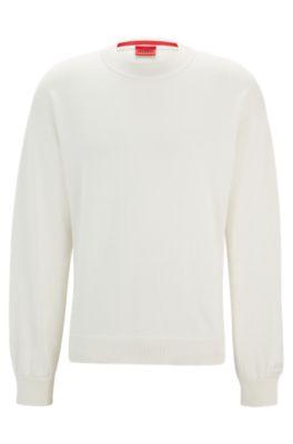 sweater with embroidered logo- white men's sweaters