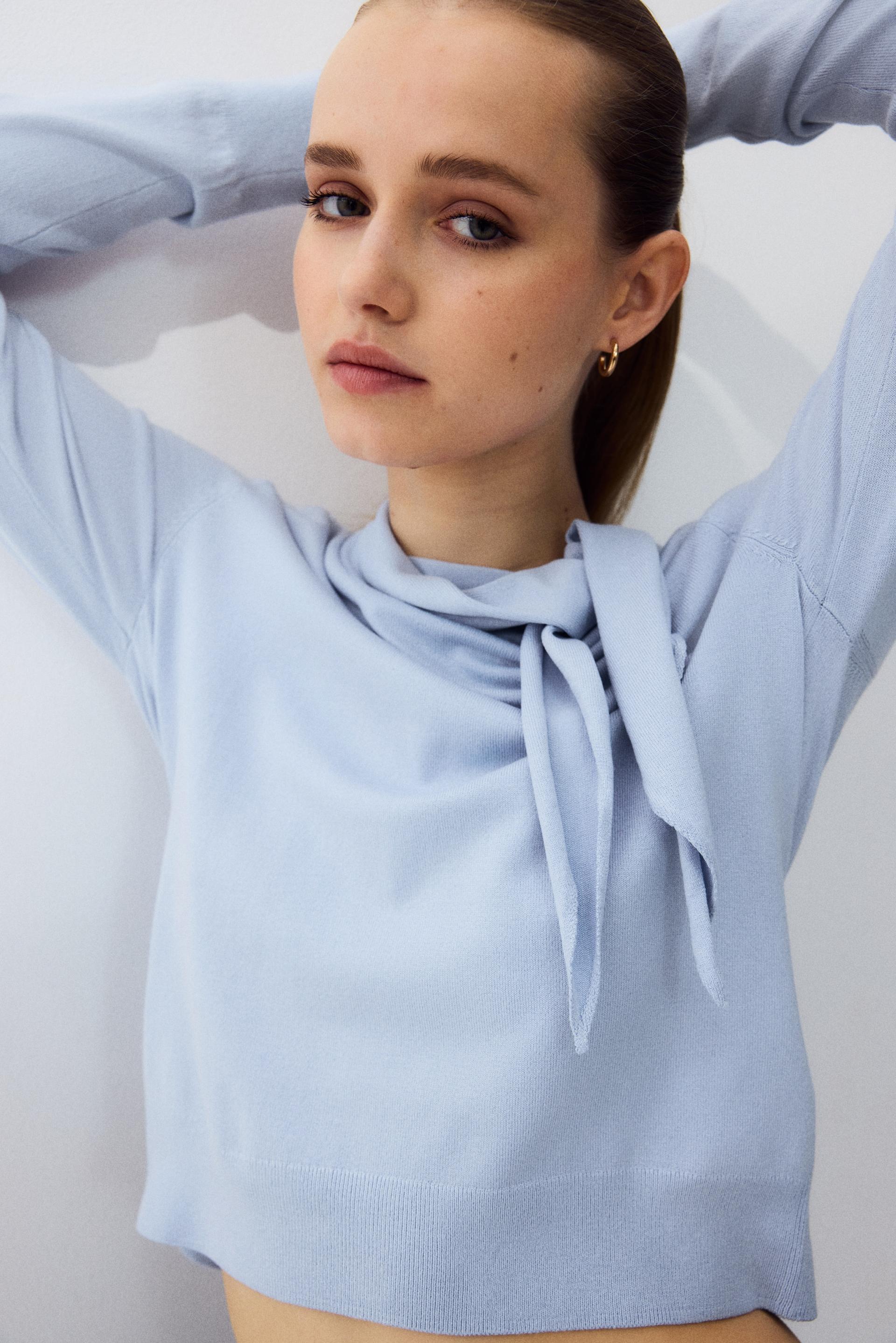 sweater with scarf collar
