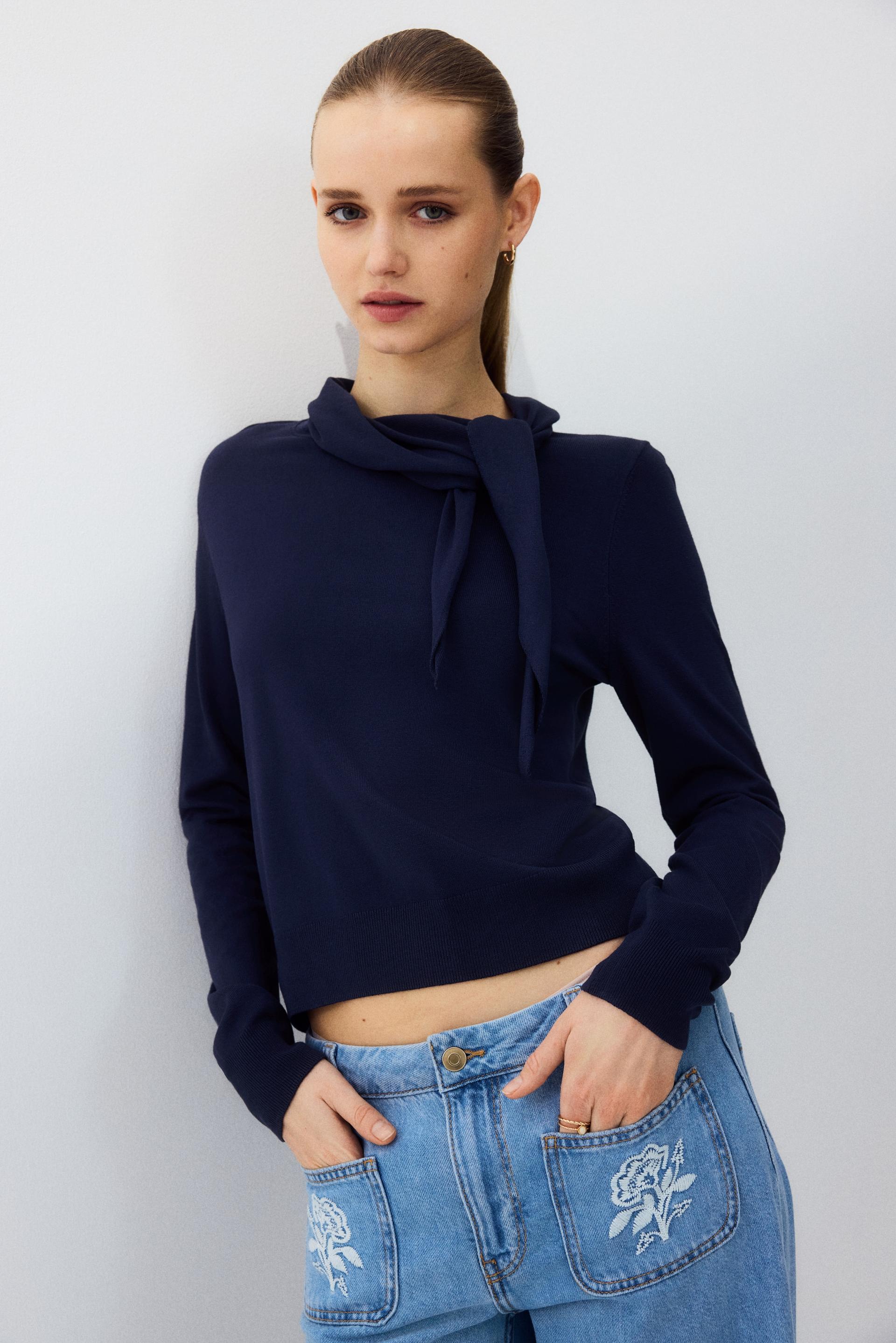 sweater with scarf collar