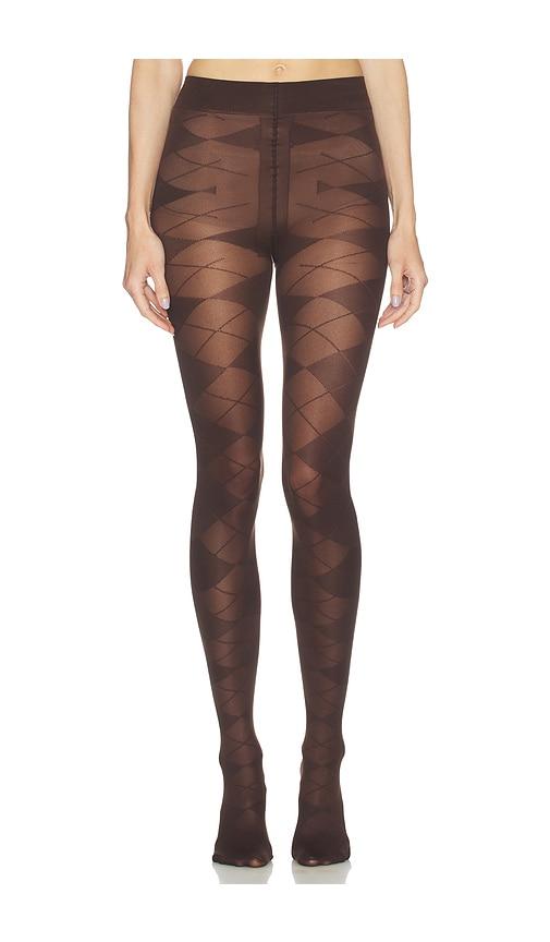 swedish stockings rebecka argyle tights in brown.