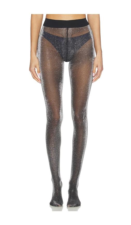 swedish stockings tora shimmery tights in black.