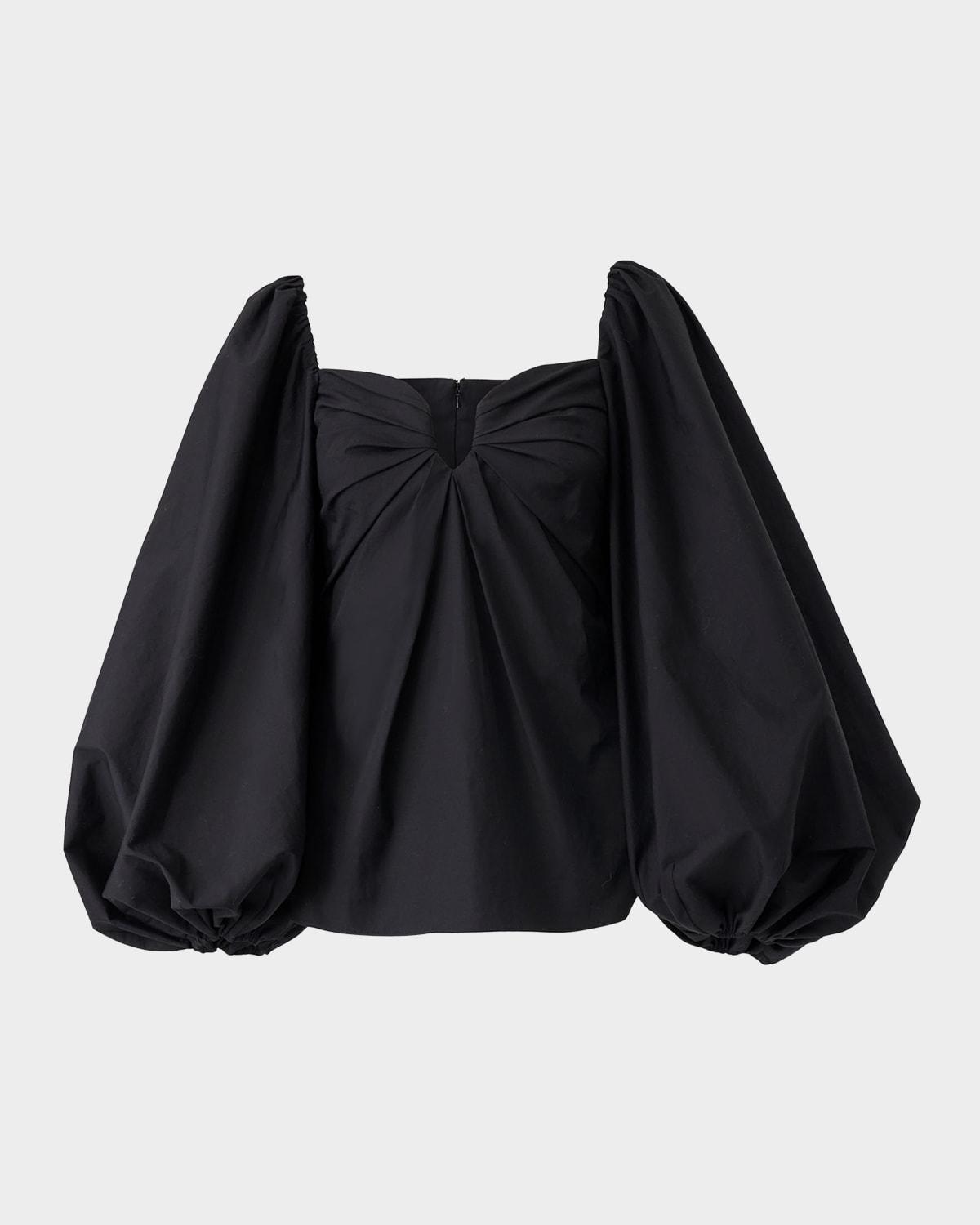 sweetheart balloon-sleeve top