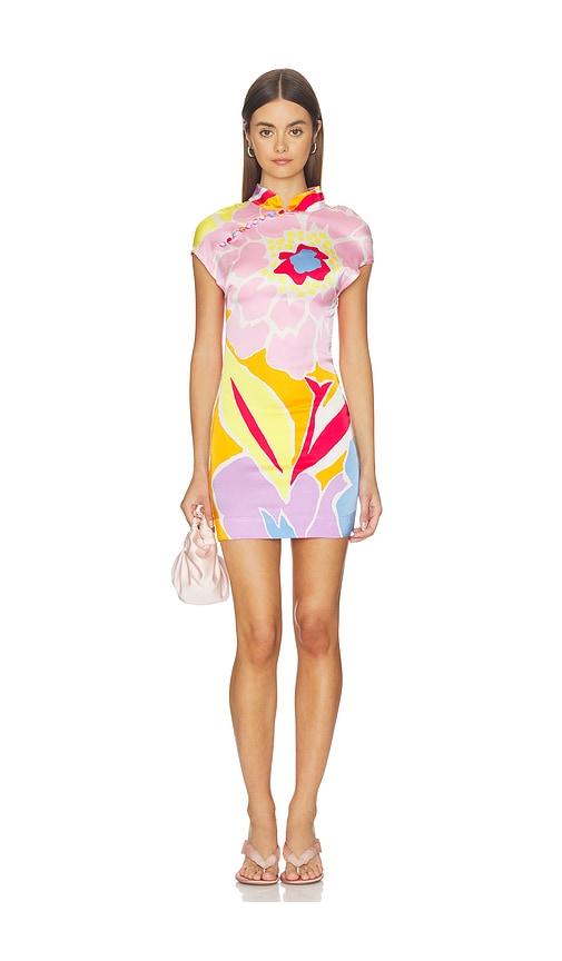 swf cheongsam mini dress in pink.