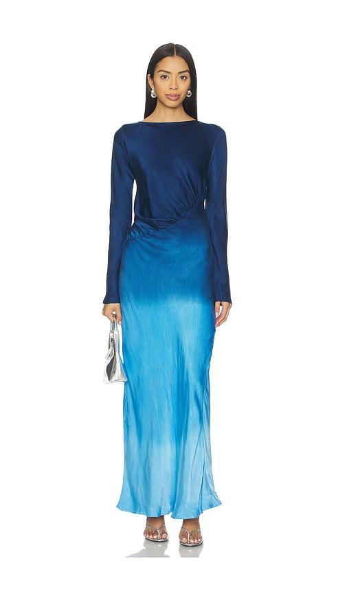 swf fluid drape maxi dress in blue.