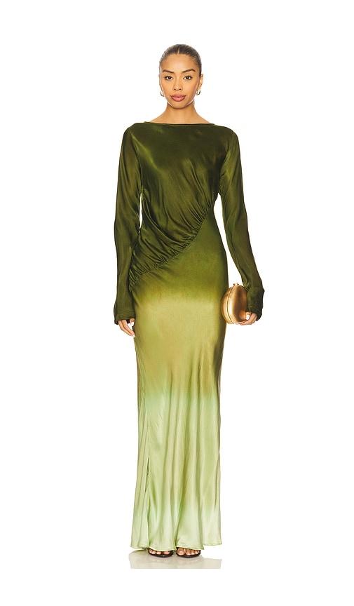 swf fluid drape maxi dress in olive.