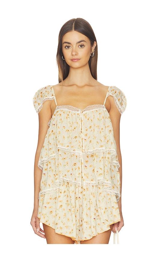 swf lace trim babydoll top in cream.