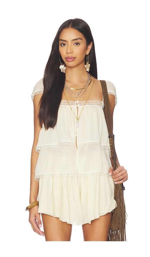 swf lace trim babydoll top in ivory.