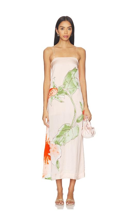 swf spaghetti strap midi dress in pink.