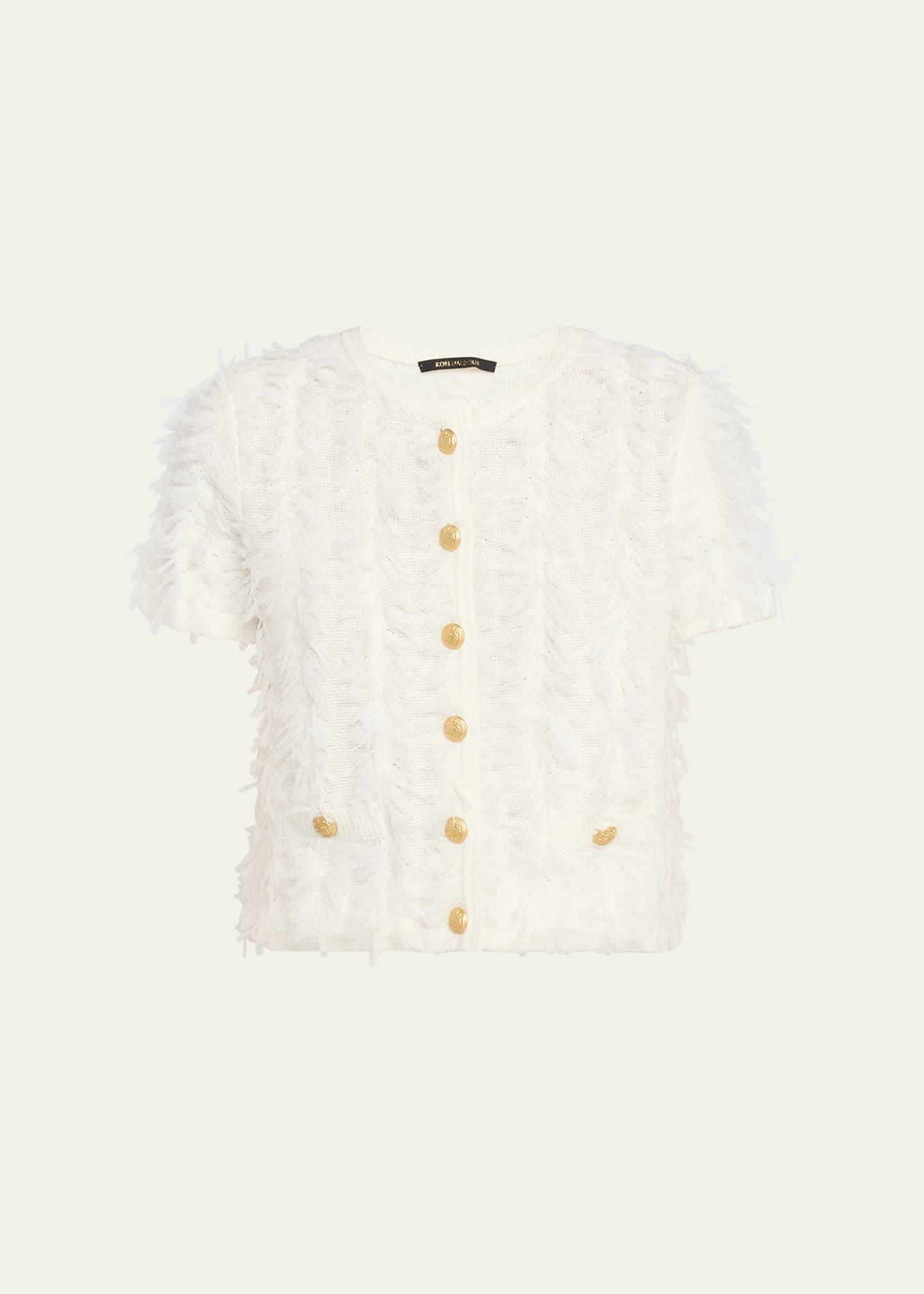 swift fringed button-down sweater