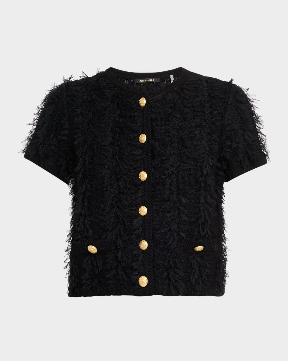 swift fringed button-down sweater