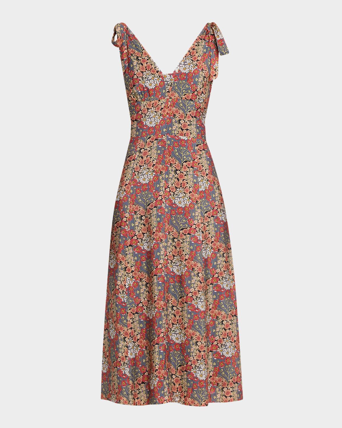 swindon floral sleeveless midi dress