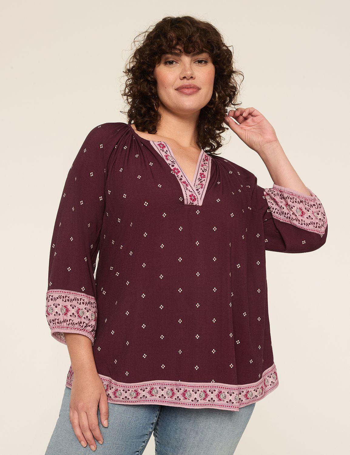 swing 3/4-sleeve popover blouse
