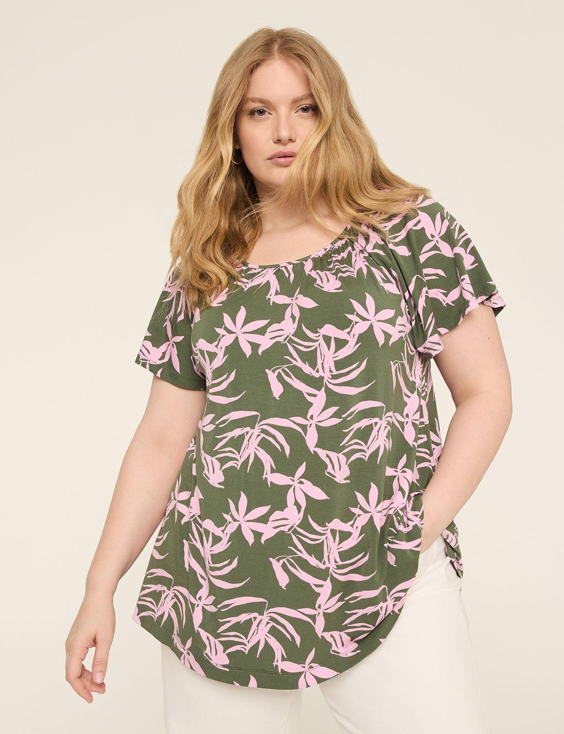 swing flutter-sleeve boatneck top