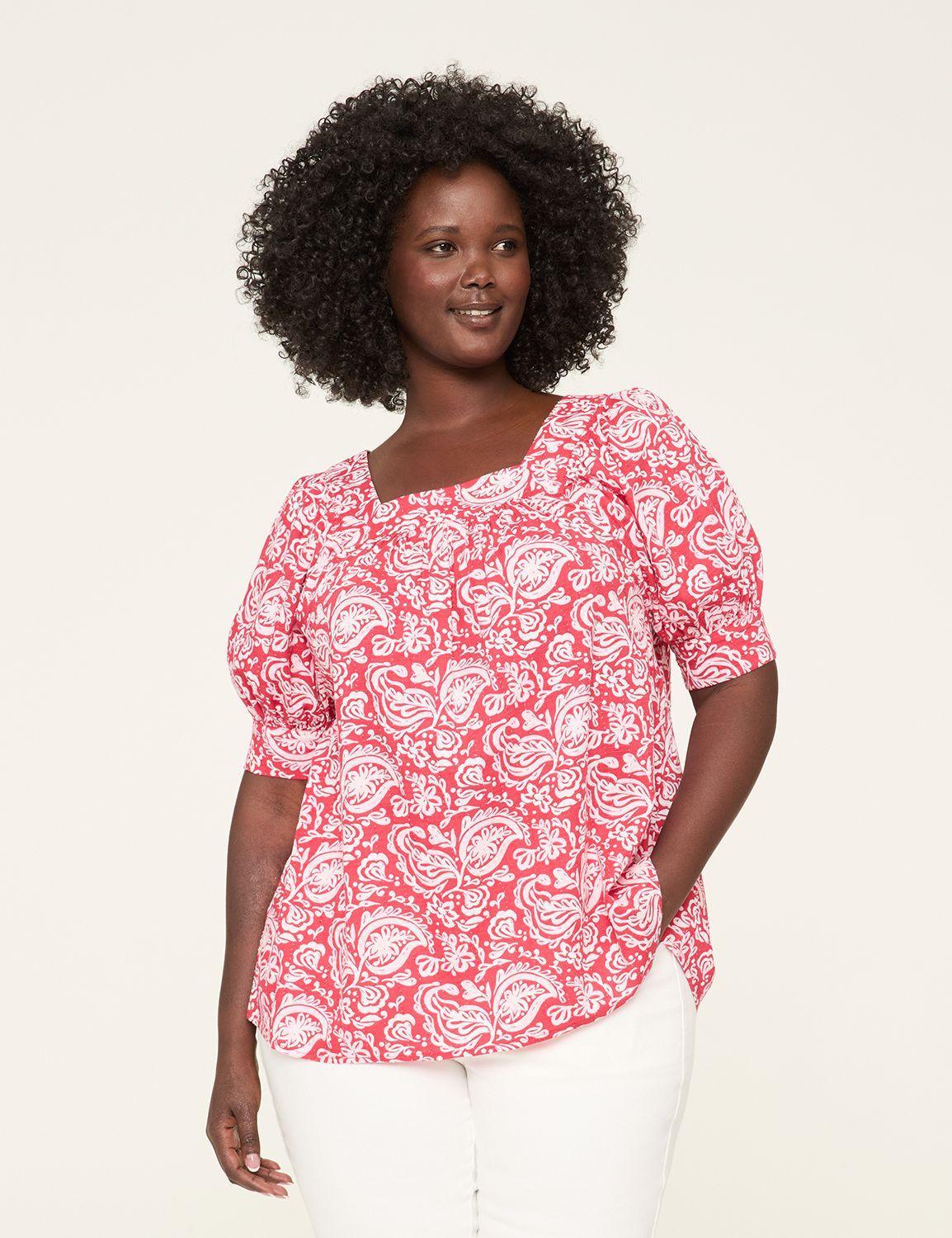 swing square-neck textured peasant blouse