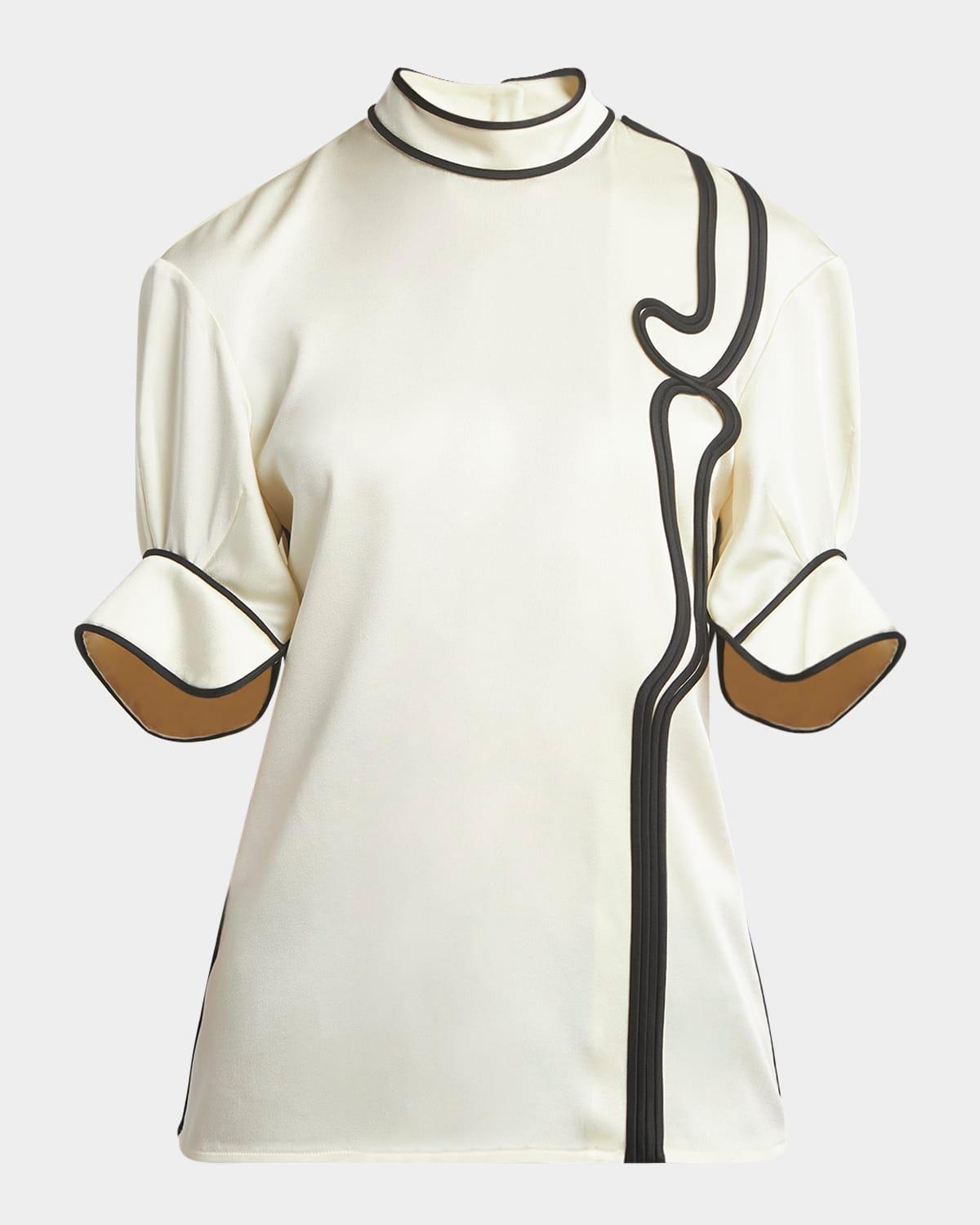 swirl embroidered fitted shirt