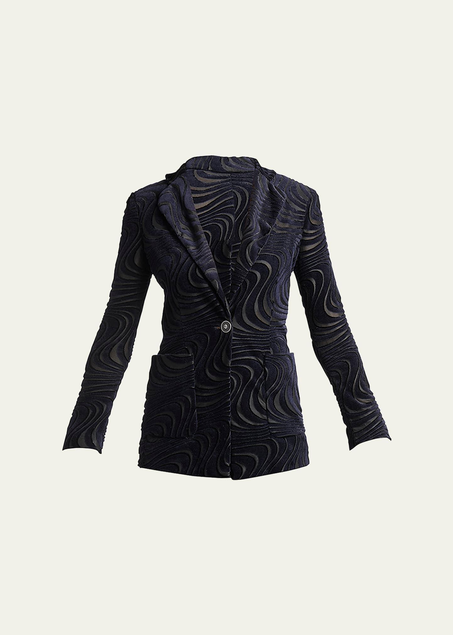 swirl jacquard jersey single-breasted blazer jacket