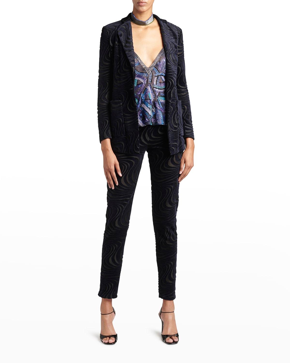 swirl jacquard jersey single-breasted blazer jacket