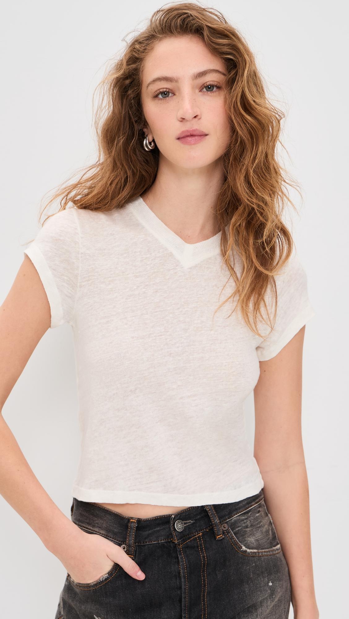 sybel linen v neck tee
