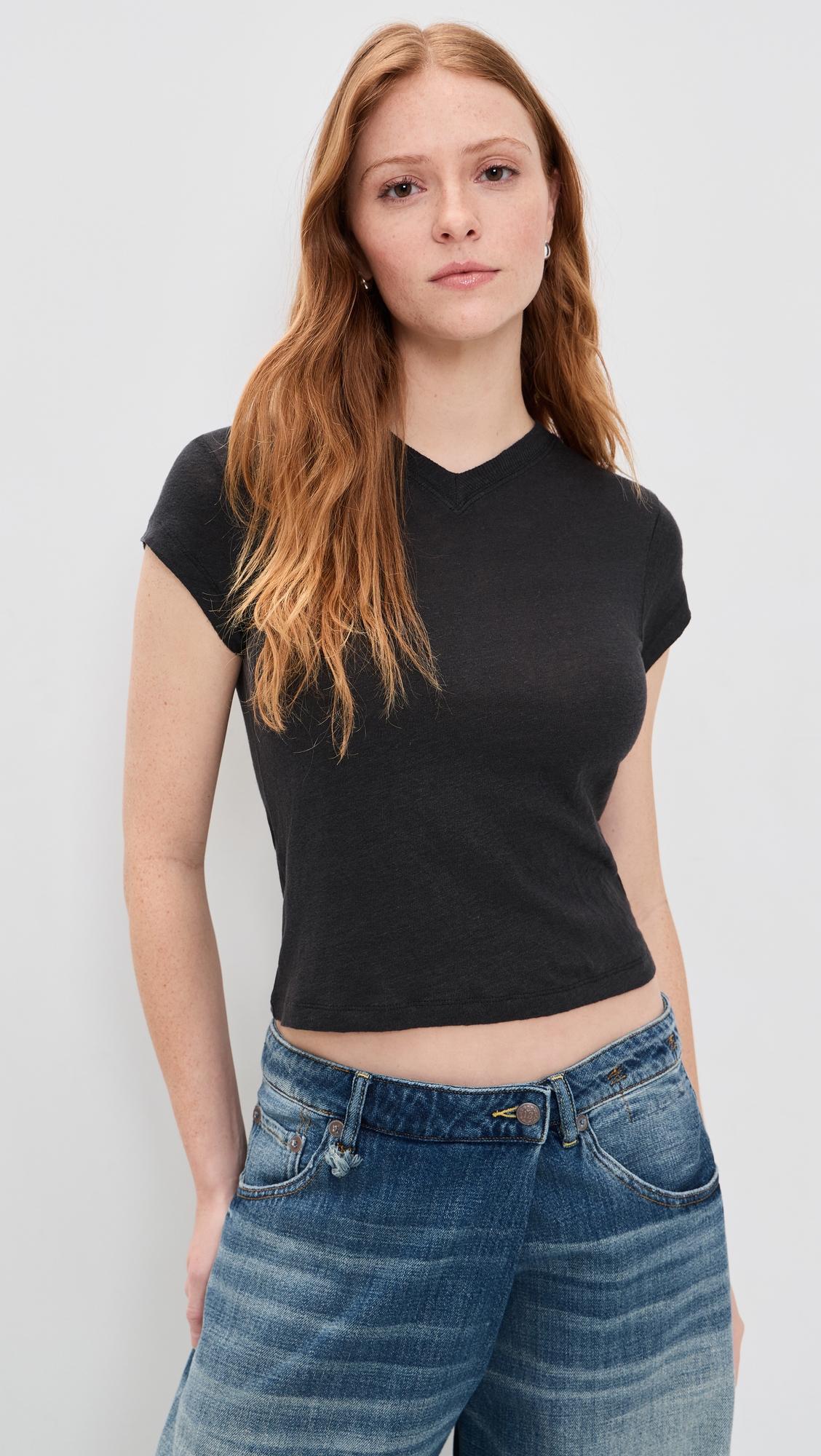 sybel linen v neck tee